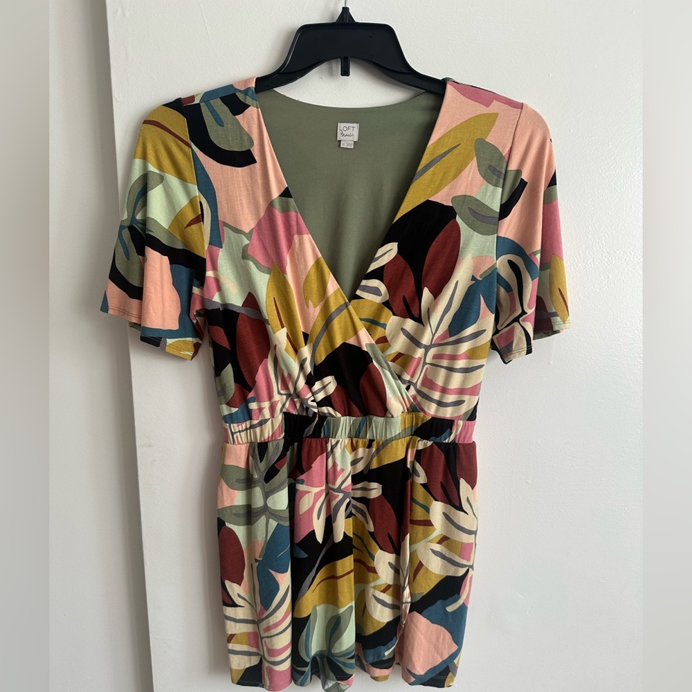 LOFT Multicolor Floral Jumpsuit